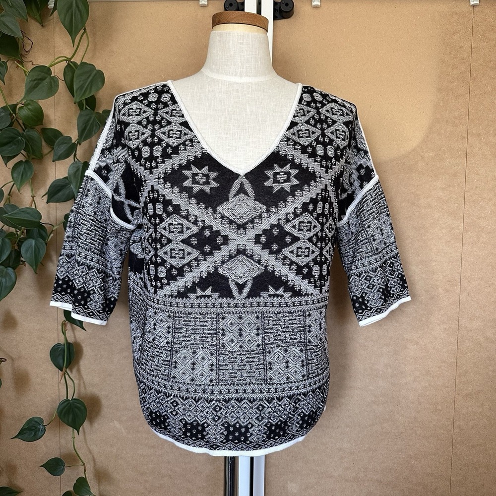 Peruvian Connection Womens Sweater Knit Top XS Pima Cotton Fair Isle Oversized